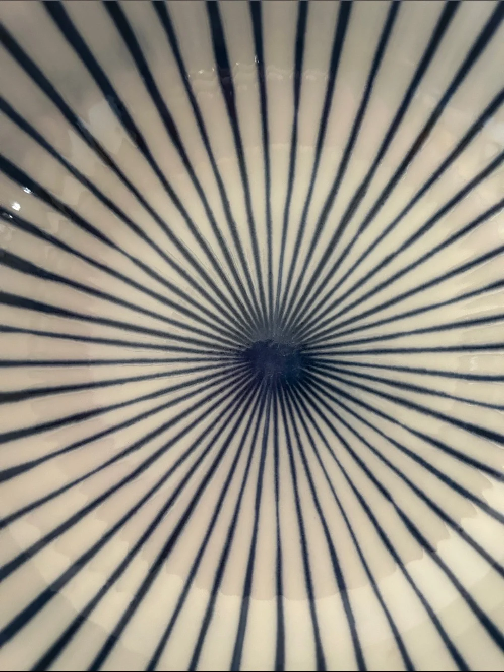 Vintage Japanese Tokusa Blue & White Fluted Ceramic Bowl.